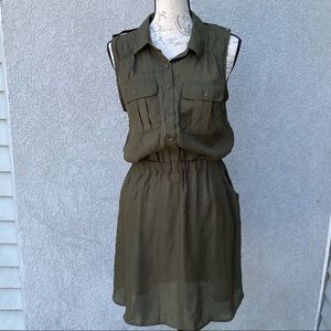 Mossimo Military Inspired Olive Sleeveless Pocketed Dress Sz M.